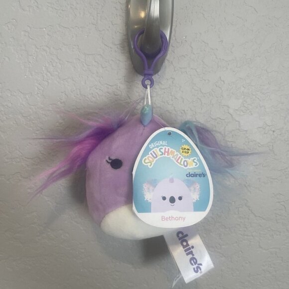 Kellytoy Squishmallows 3.5” Bethany Koala Unicorn  Clip-On Claire’s Purple - Picture 4 of 7